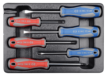 Outils - Outils divers - Thermoformé de 6 tournevis PH 0X60-1X80-2X100- Plats 3X75-5.5X100-6.5
