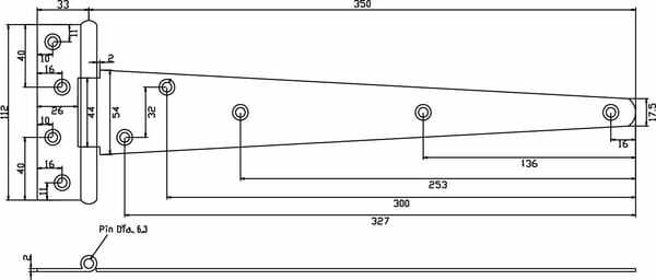 Pièces agricoles - Fasteners - Charnière T 14"x350 mm