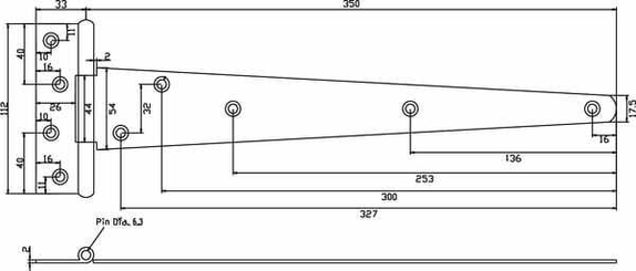 Pièces agricoles - Fasteners - Charnière T 14"x350 mm