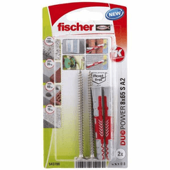Pièces agricoles - Fasteners - Chevilles tous matériaux DuoPower 8 x 65 avec vis en acier inoxydable / Blister de 2