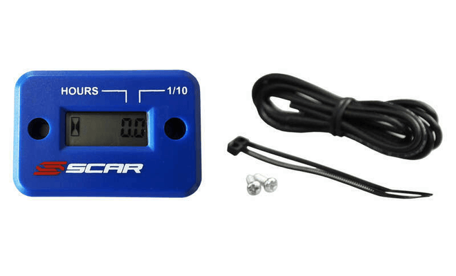 Pièces Quad & Motos - Equipement véhicule - Compteur d'heures SCAR filaire avec Velcro bleu