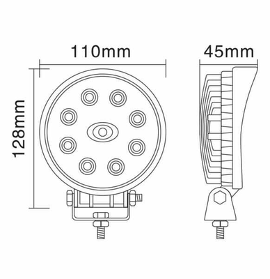 Pièces agricoles - Eclairage - Phare de travail LED rond 24W 1920lm, 10/30V, Ø 110mm, faisceau large 8 LED Kramp
