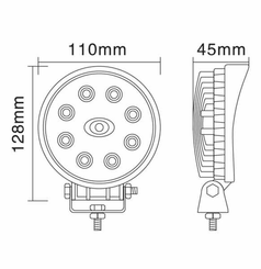 Pièces agricoles - Eclairage - Phare de travail LED rond 24W 1920lm, 10/30V, Ø 110mm, faisceau large 8 LED Kramp
