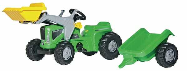 Loisirs - Jouets - Tracteur à pédales avec chargeur frontal et remorque, Futura, vert, à partir de 2,5 ans, rollyKiddy by Rolly Toys