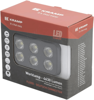 Pièces agricoles - Eclairage - Lampe de travail LED, 60W, 4630lm, rectangulaire, 12/24V, blanc, 115x65x47mm prise Deutsch, faisceau étroit, 12LED