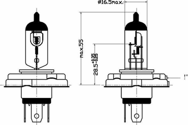 Pièces agricoles - Eclairage - Ampoule H4 12V 60W/55W P45t Kramp
