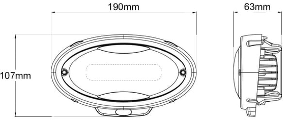 Pièces agricoles - Eclairage - Work light LED, 40W, 3500lm, oval, 12-24V,190x107x63mm, Ultra Wide Flood, Kramp