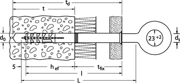 Pièces agricoles - Fasteners - Boulon à œil d'échafaudage GS12x120 25x