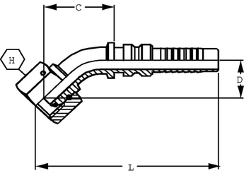 Pièces agricoles - Hydraulique - Raccord à sertir 4SH-DN40-1,1/2" BSP-45°