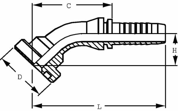 Pièces agricoles - Hydraulique - Raccord Komatsu DN16-Ø34 45°
