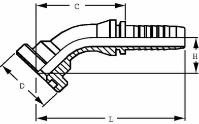 Pièces agricoles - Hydraulique - Raccord Komatsu DN16-Ø34 45°