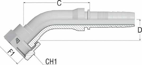 Pièces agricoles - Hydraulique - Embout F NS-DN25-1.11/16ORFS4
