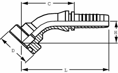 Pièces agricoles - Hydraulique - Raccord à bride DN25-41,3mm 45°