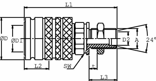 Pièces agricoles - Hydraulique - Coupleur femelle 1/2-M22x1,5