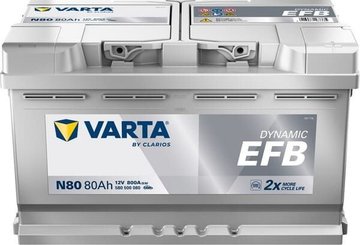 Pièces agricoles - Eclairage - Battery 12V 80Ah 800A N80 VARTA Dynamic EFB