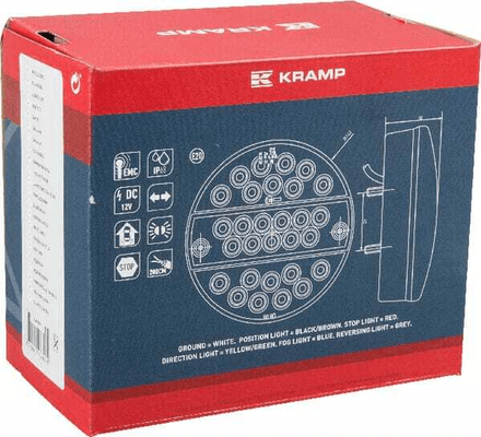 Pièces agricoles - Eclairage - Feu multifonction arrière LED 12V rond câblé Ø 142mm, Kramp