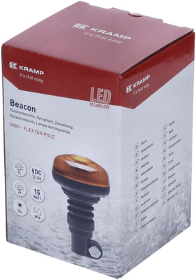 Pièces agricoles - Eclairage - Gyrophare LED, profil bas, 15W, 12-24V, ambre, montage sur poteau flexible, Ø 86mm x138mm