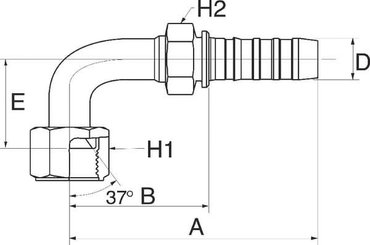 Pièces agricoles - Hydraulique - Racc. à sertir DN32-1"5/8 JIC 90°