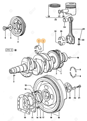 Pièces agricoles - Pieces moteur - DEMI COUSSINET 1,00 mm Deutz-Fahr origine