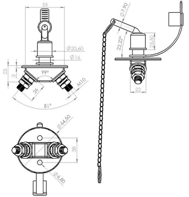 Pièces agricoles - Eclairage - Coupe-batterie rond, argent, type mini M10, 12/24V, 150A/1000A (5sec), IP63