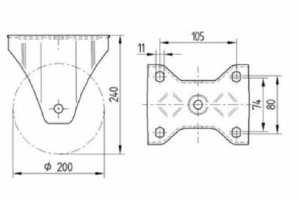 Pièces agricoles - Outils atelier - Roulettes pour charges lourdes à bandage en polyuréthane