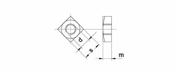 Pièces agricoles - Fasteners - Écrou carré DIN557 M12x1.75 Acier Kramp