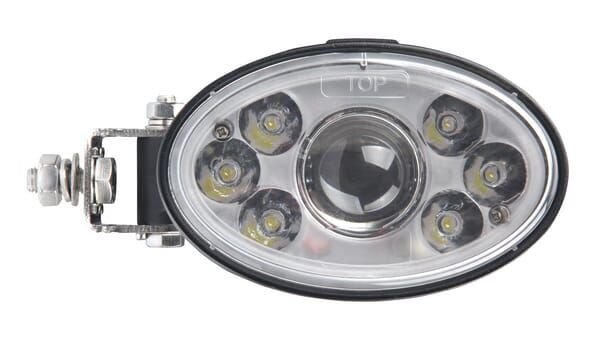 Pièces agricoles - Eclairage - Phare LED, 20/24 W, ovale, 10/30 V, 166 x 98 x 98 mm, feux de route/croisement, câble ouvert à 3 broches, montage sur support
