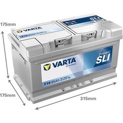 Pièces agricoles - Eclairage - Battery 12V 85Ah 800A F18 VARTA Dynamic SLI