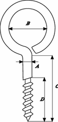 Pièces agricoles - Fasteners - Vis à œillet 5,1 mm, Ø 4x30, ronde, acier