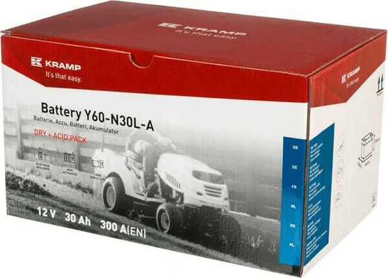 Pièces agricoles - Eclairage - Batterie 12V 30Ah 300A avec pack d'acide Kramp