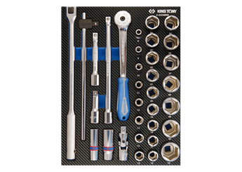 Outils - Outils divers - Module mousse + PP 33 pièces douilles 1/2" et accessoires