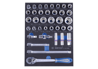 Outils - Outils divers - Module mousse + PP 37 pièces douilles 1/2" et accessoires