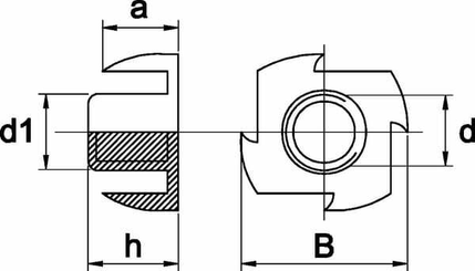 Pièces agricoles - Fasteners - Ecrou à enfoncer M10x13 zingué