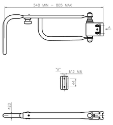 Pièces agricoles - Pièce divers - Bras télescopique plat sans rétroviseur