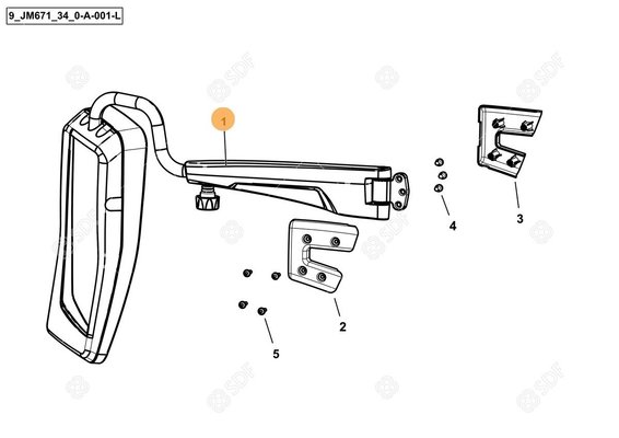 Pièces agricoles - Cabine et structure - RH LED MANUAL BIG MIRROR