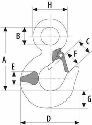 Pièces agricoles - Outils atelier - Crochet a oeil+securite 10mm
