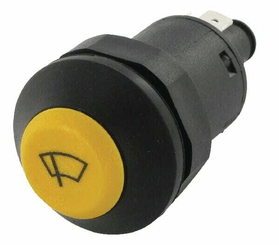 Pièces agricoles - Electricité - Interrupteur à poussoir, essuie-glaces, rond, jaune