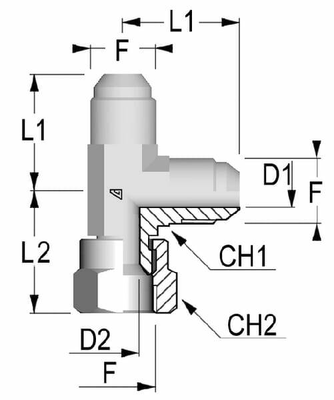 Pièces agricoles - Hydraulique - Raccord T renverse orientable JIC/UNF 7/8