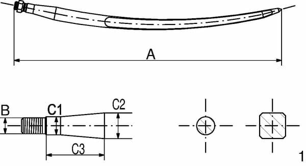 Pièces agricoles - Fenaison & élevage - Dent de chargeur 42x1100 M28