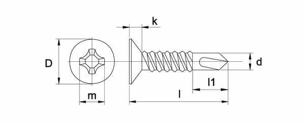 Pièces agricoles - Fasteners - Vis auto-perforante 4.2x16mm PH2, DIN 7504 Kramp