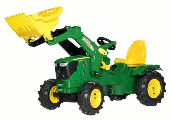 Loisirs - Jouets - Tracteur à pédales avec chargeur frontal, John Deere 6210R, avec roues pneumatiques, à partir de 3 ans, rollyFarmtrac de Rolly