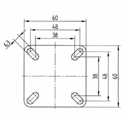 Pièces agricoles - Outils atelier - Roue pivotante, roue en polyuréthane : Ø75x25mm, Fixation de plaque: 60x60mm Load: 75kg Tente