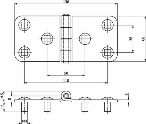 Pièces agricoles - Fasteners - Charnière plate type 2