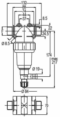 Pièces agricoles - Pièce Pulvérisateur - Filtre sous pression 1"M 150 l/min 50 mailles