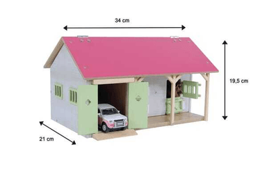 Loisirs - Jouets - Étable pour chevaux avec 2 boxes, rose, 1:32