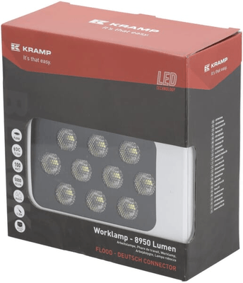 Pièces agricoles - Eclairage - Lampe de travail LED, 100W, 8950lm, rectangulaire, 12/24V, blanc, 150x112x52,7mm prise Deutsch, faisceau large, 20LED