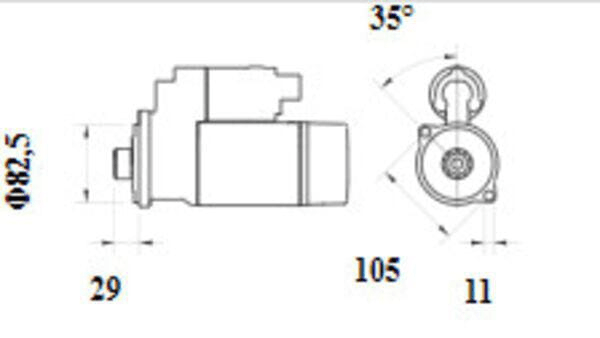 Pièces agricoles - Eclairage - Démarreur 12V, 2,5kW, 9 dents, Mahle