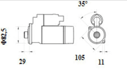 Pièces agricoles - Eclairage - Démarreur 12V, 2,5kW, 9 dents, Mahle