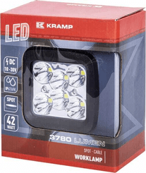 Pièces agricoles - Eclairage - Phare de travail LED carré 42W 3780lm 10/30V, 100x très longue portée 6 LED Kramp