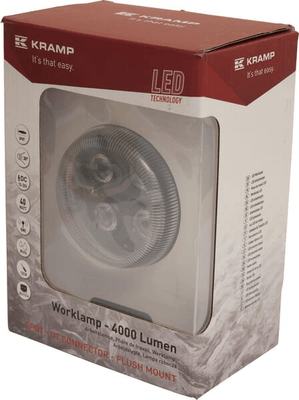 Pièces agricoles - Eclairage - Phare de travail LED, 40W, 4000lm, rond, 10/30V, Ø 90mm, prise H11/Deutsch, faisceau spot, 4 LED, Kramp
